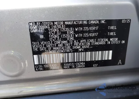 2025 Toyota Rav4 Xle z USA, uszkodzony, nr VIN 2T3W1RFV8SW379875